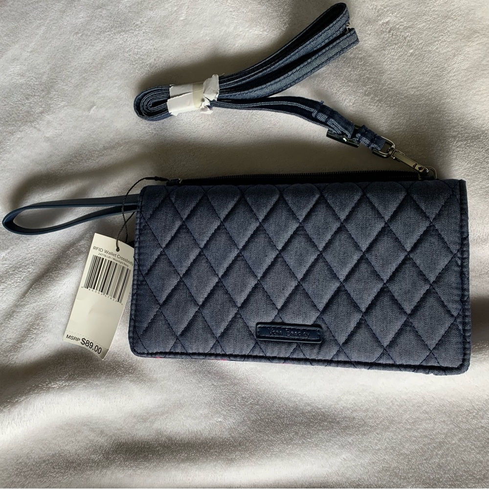 Vera Bradley RFID Wallet crossbody in Moonlight/Navy